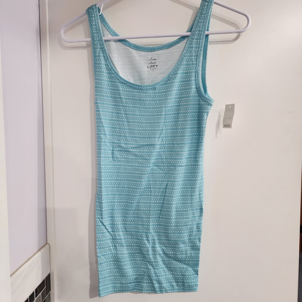 LOFT Aqua Geometric Tank Top